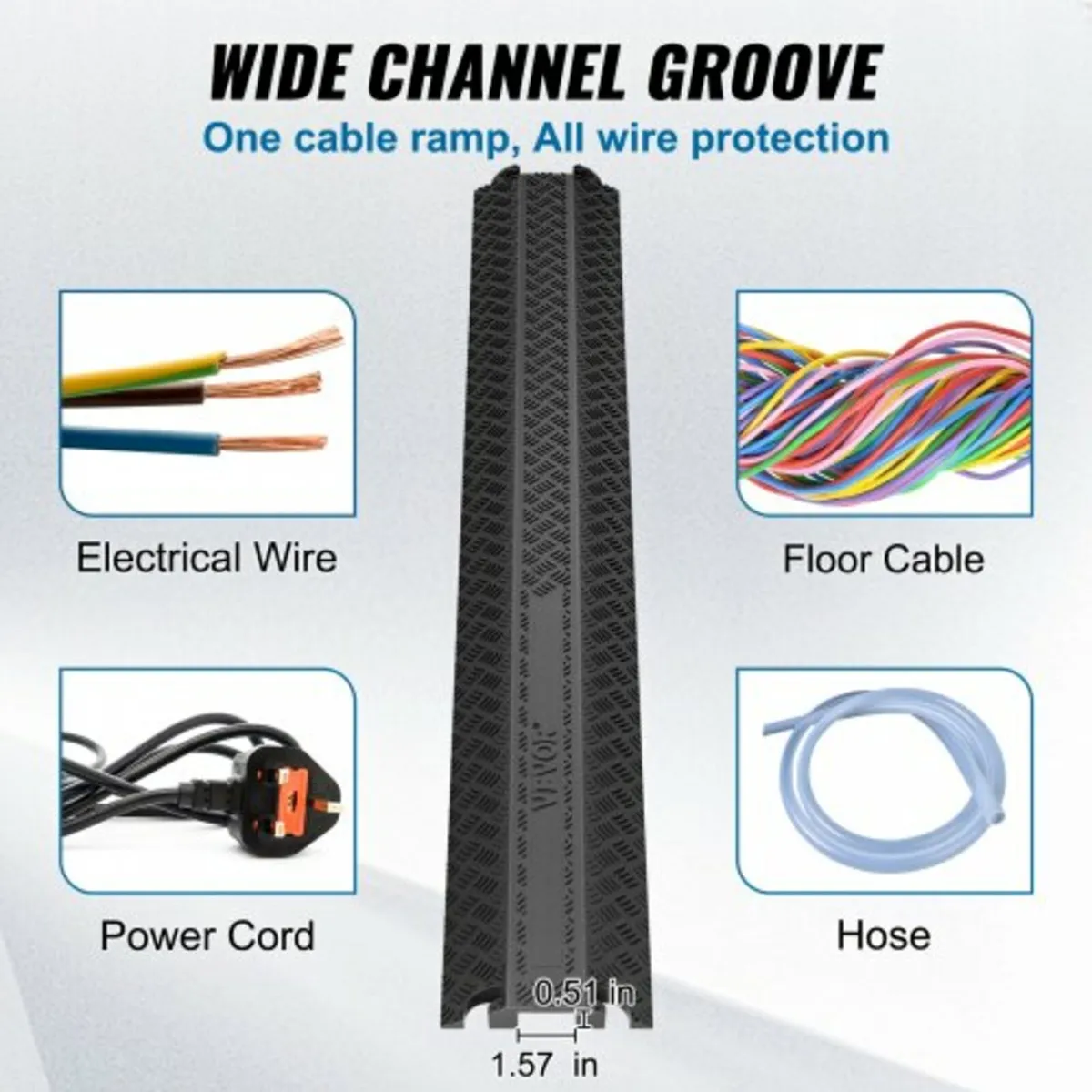 2 PCs Drop Over Cable Cover Ramp 100x13x2 cm, 907 - Image 2