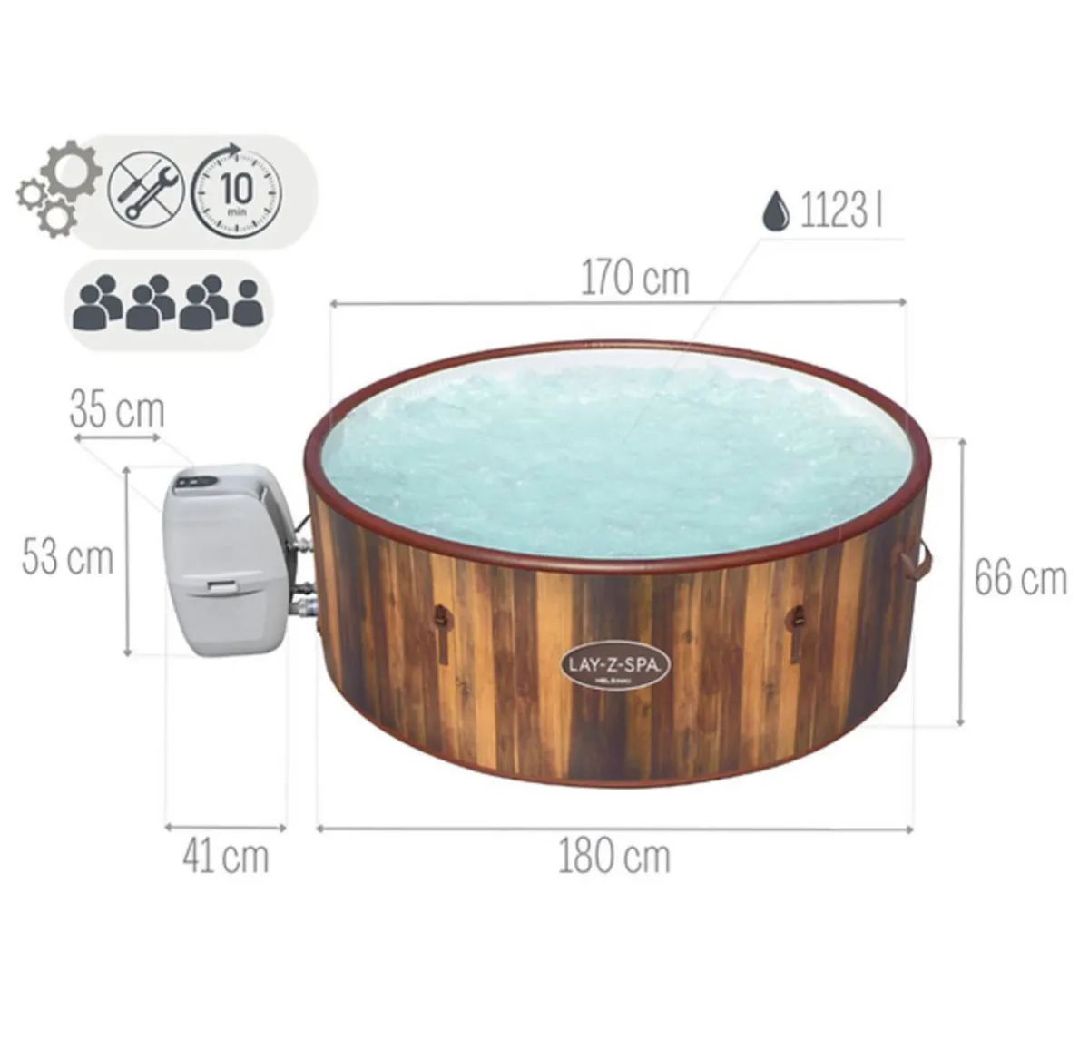 Lay z spa Helsinki 6 person hot tub with wifi - Image 4