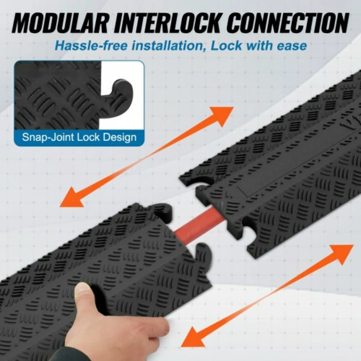3 PCs Drop Over Cable Cover Ramp 100 x 13 x 2 cm, - Image 2