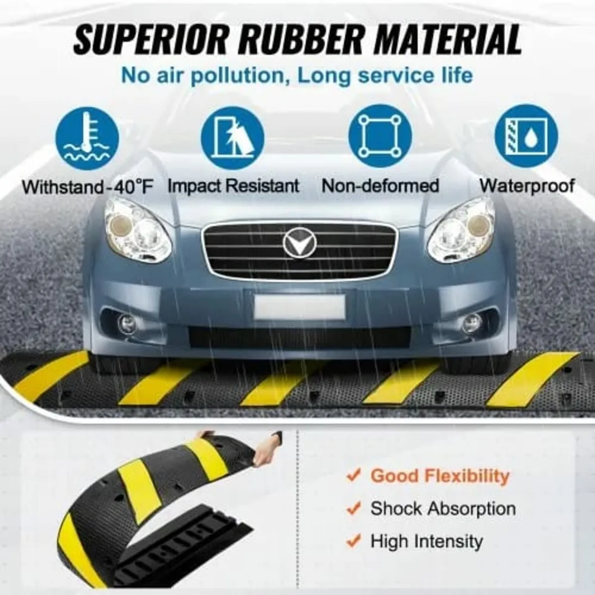 Rubber Speed Hump 183 x 30 x 4.5 cm, 2 Channel, 10 - Image 2