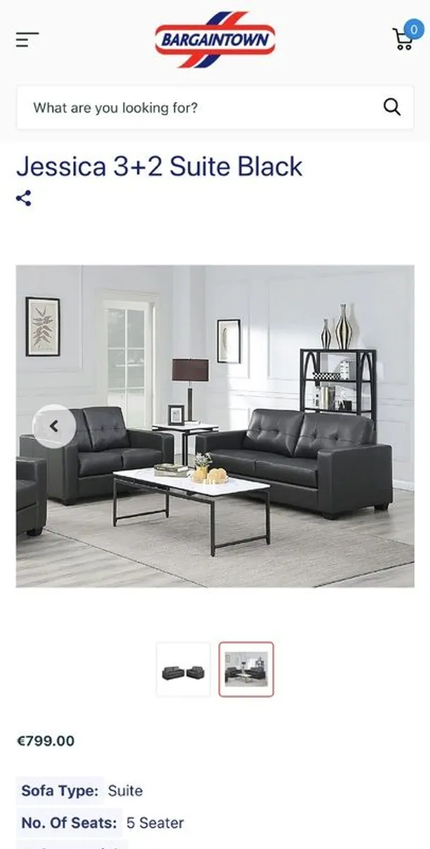 3 + 2 black sofa - Image 3