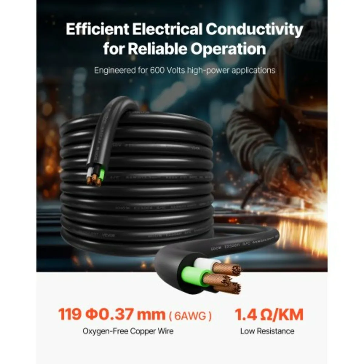 25 FT(7.62 m) 6AWG (16 mm²) Premium Electrical Pow - Image 4