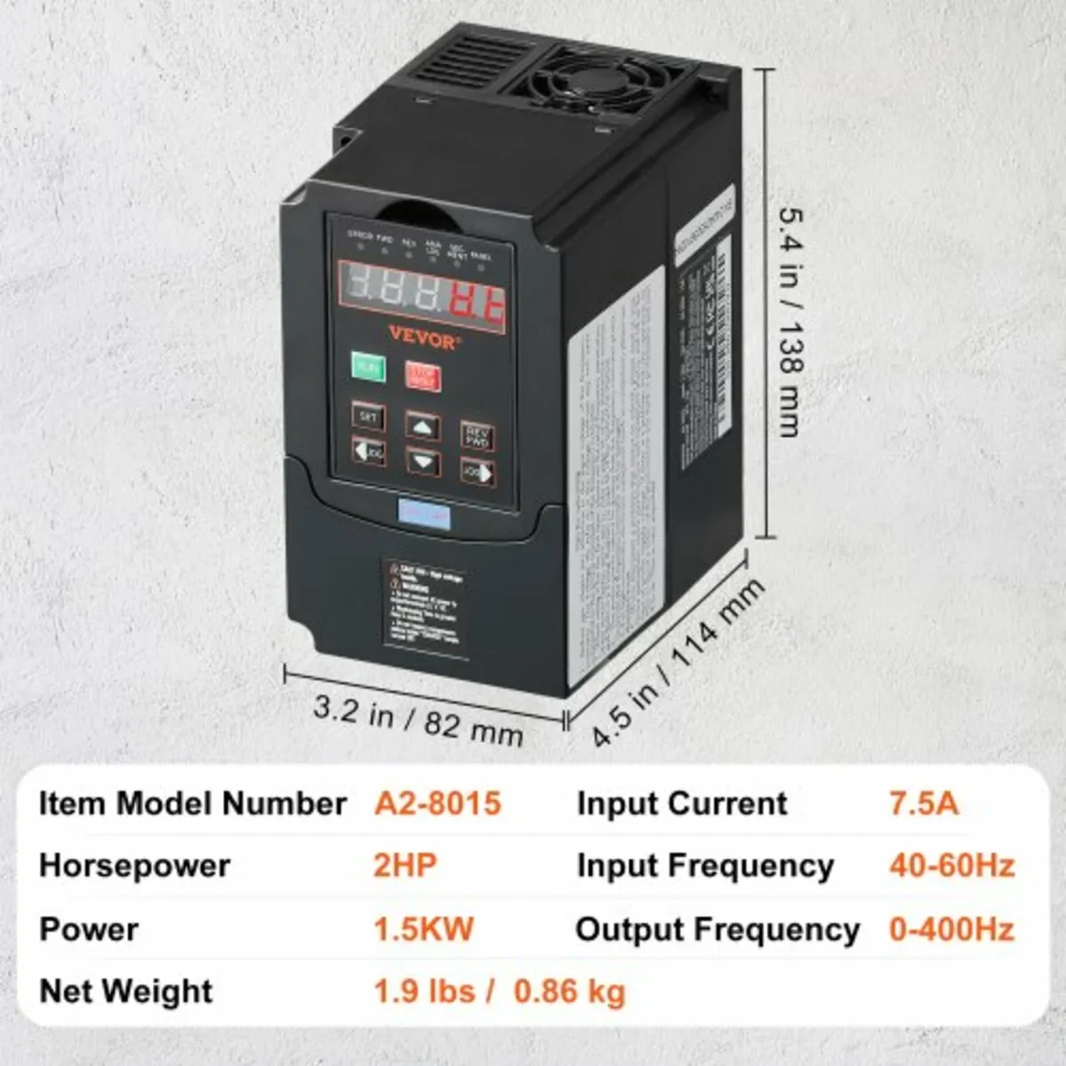 VFD 2HP, 1.5KW, 7.5Amps 220V 1 or 3 Phase Input to - Image 4