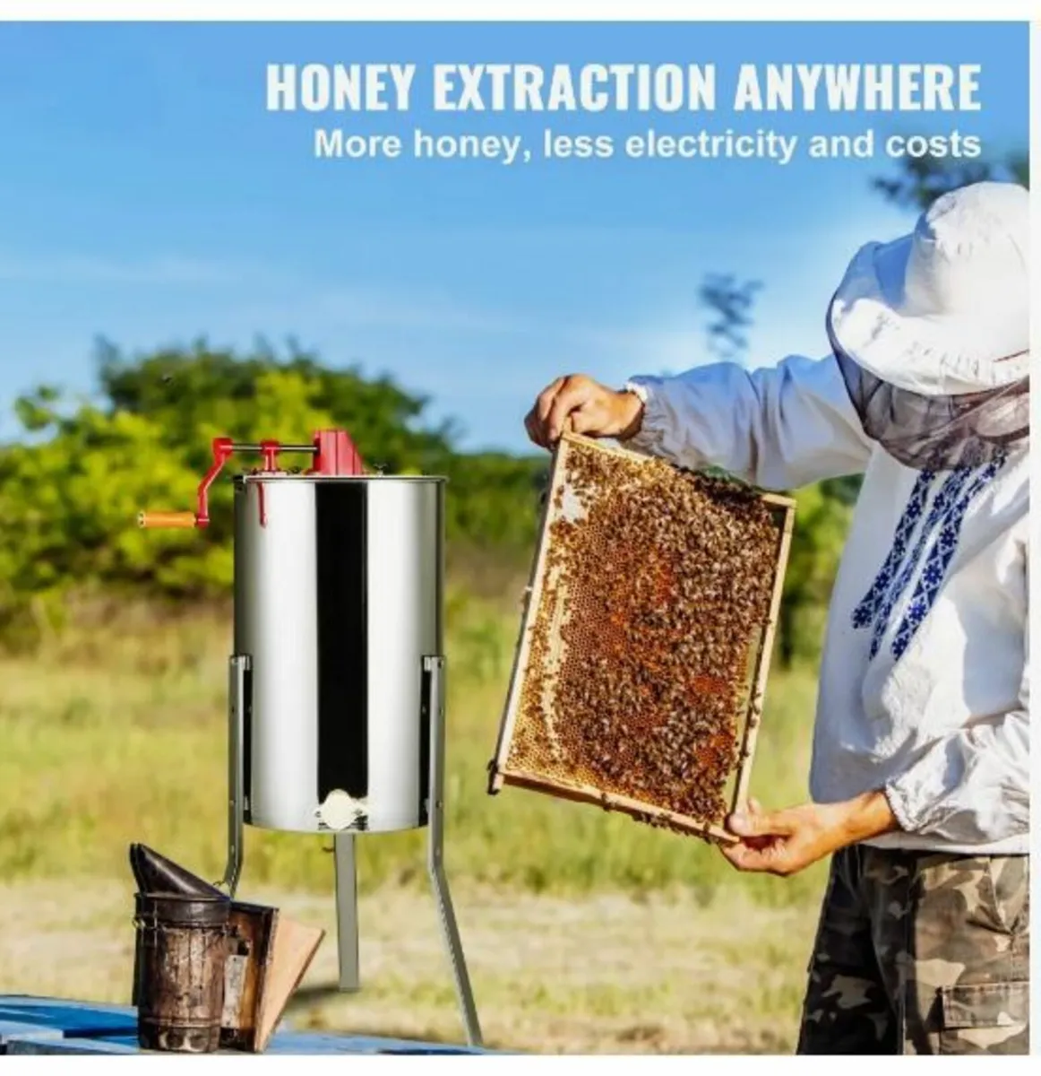 Manual Honey Extractor, 2/4 Frames - Image 2