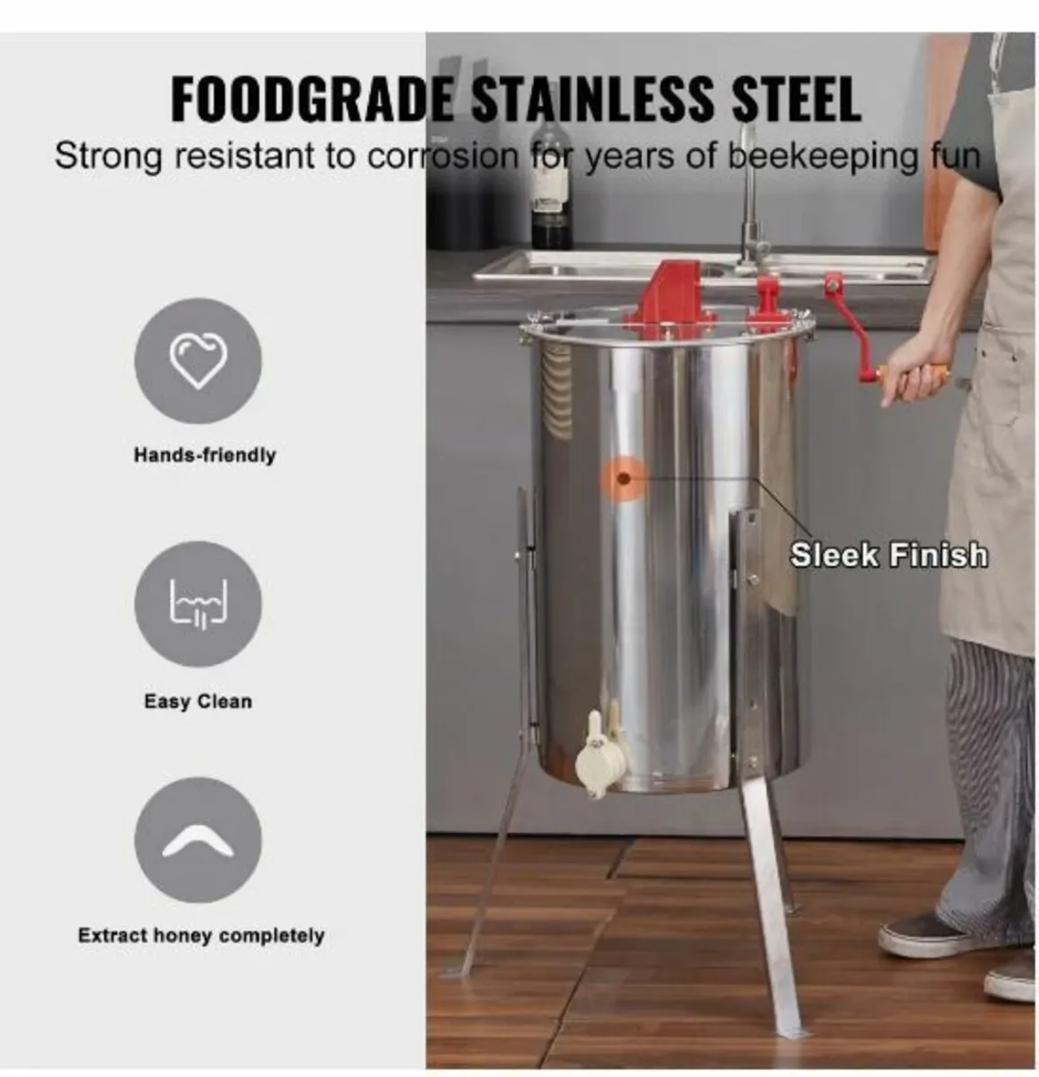 Manual Honey Extractor, 2/4 Frames - Image 4