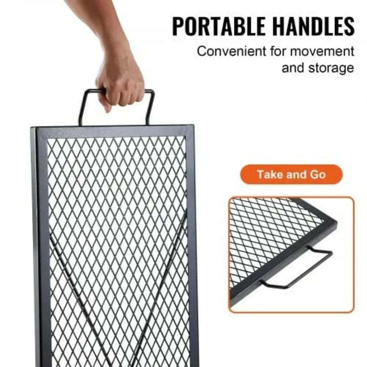 X-Marks Fire Pit Grill Grate, Rectangle Cooking Gr - Image 2