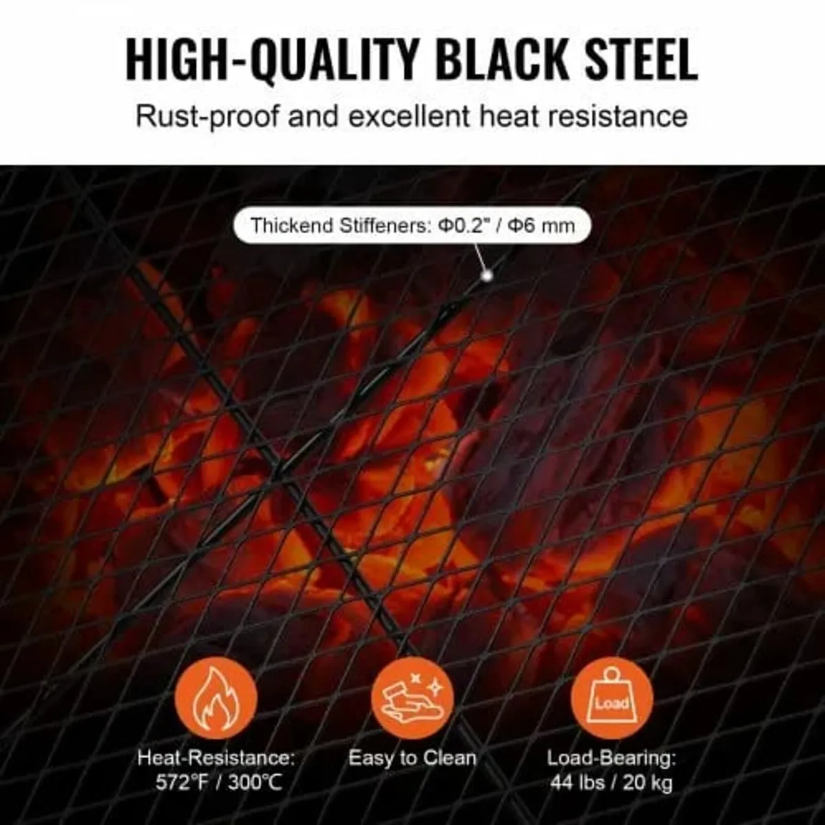 X-Marks Fire Pit Grill Grate, Rectangle Cooking Gr - Image 3