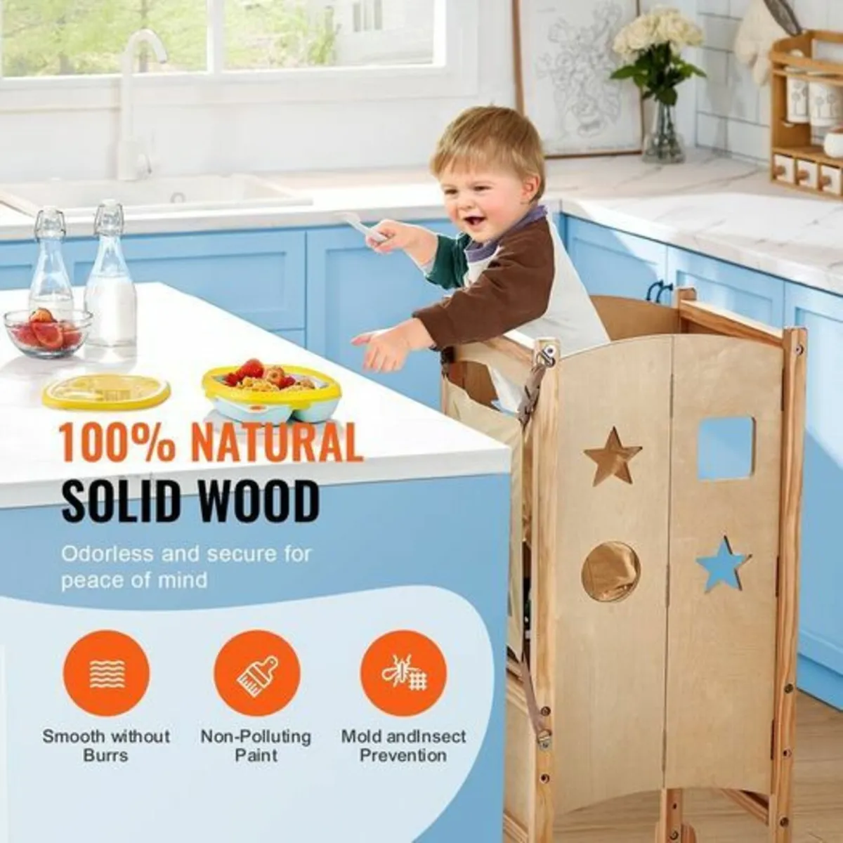 Foldable Tower Step Stool for Toddlers Kids 3-Leve - Image 2