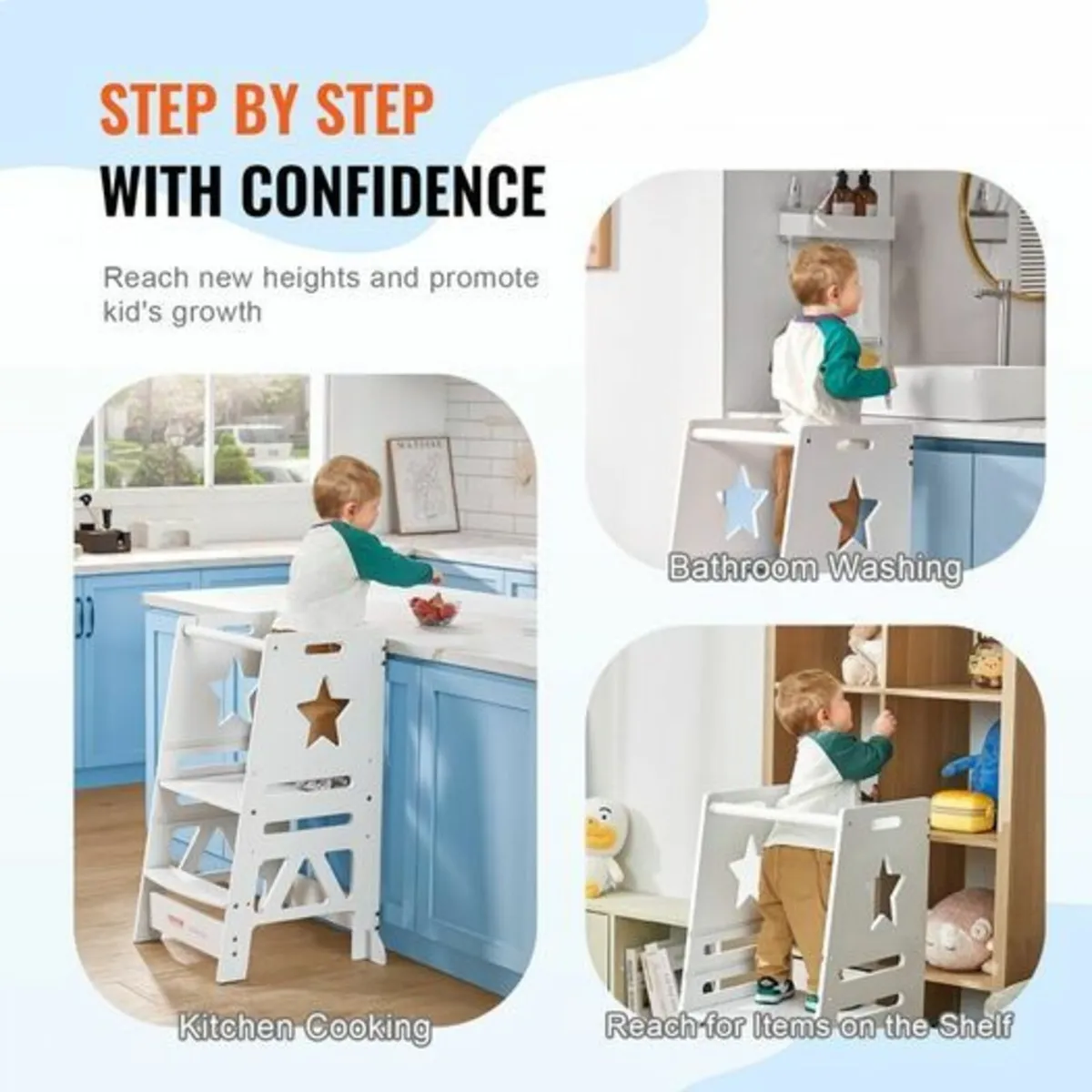 Tower Step Stool for Toddlers Kids 3-Level Height - Image 3