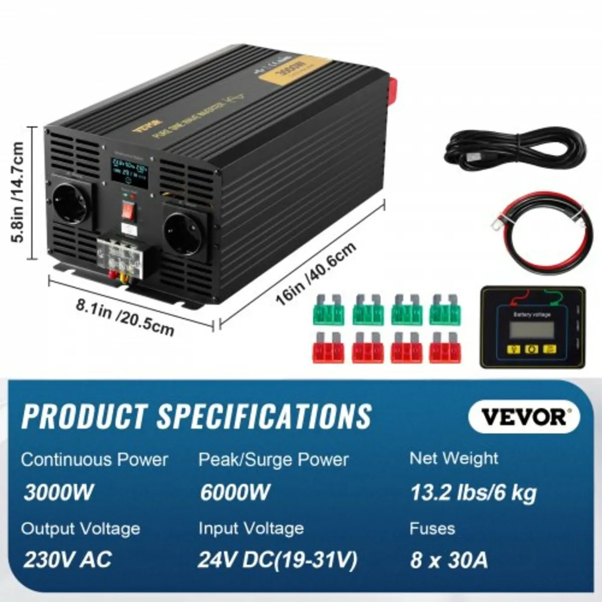 Pure Sine Wave Inverter Power Inverter 3000W DC24V - Image 2