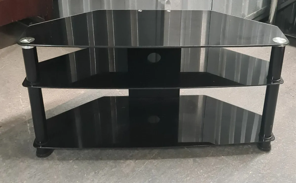 Black Glass TV / Media Stand – 3 Tiers - Image 3