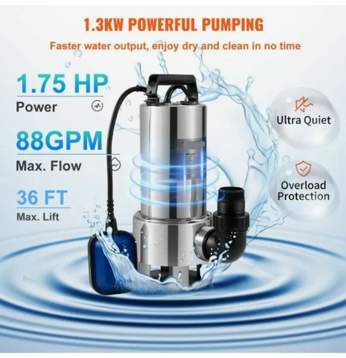 Submersible Water Pump, 1300W - Image 3