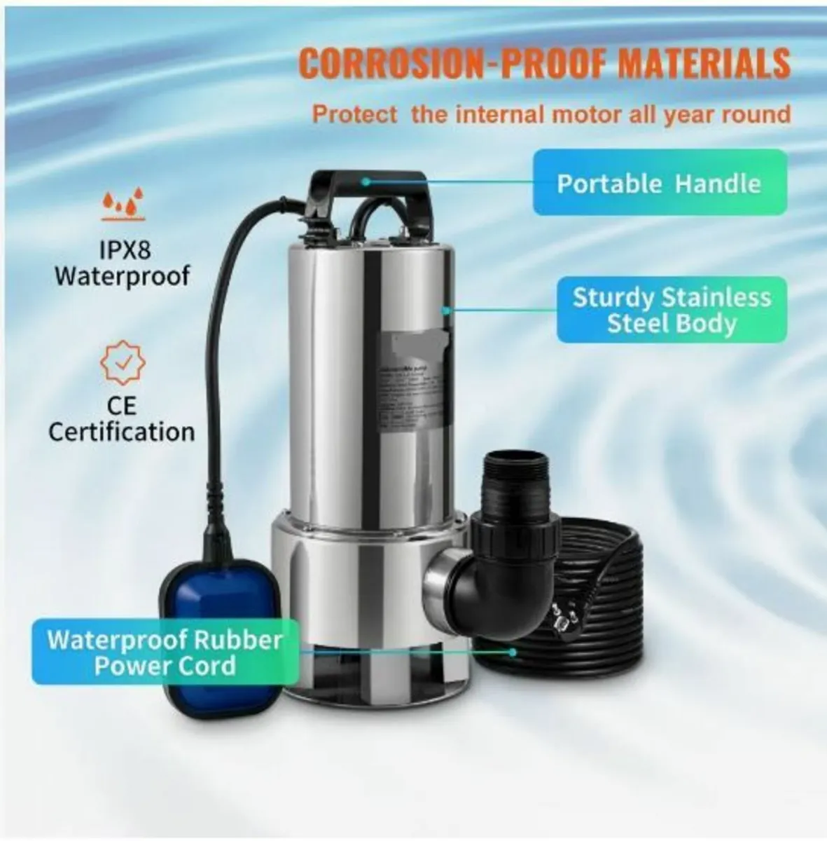 Submersible Water Pump, 1300W - Image 4