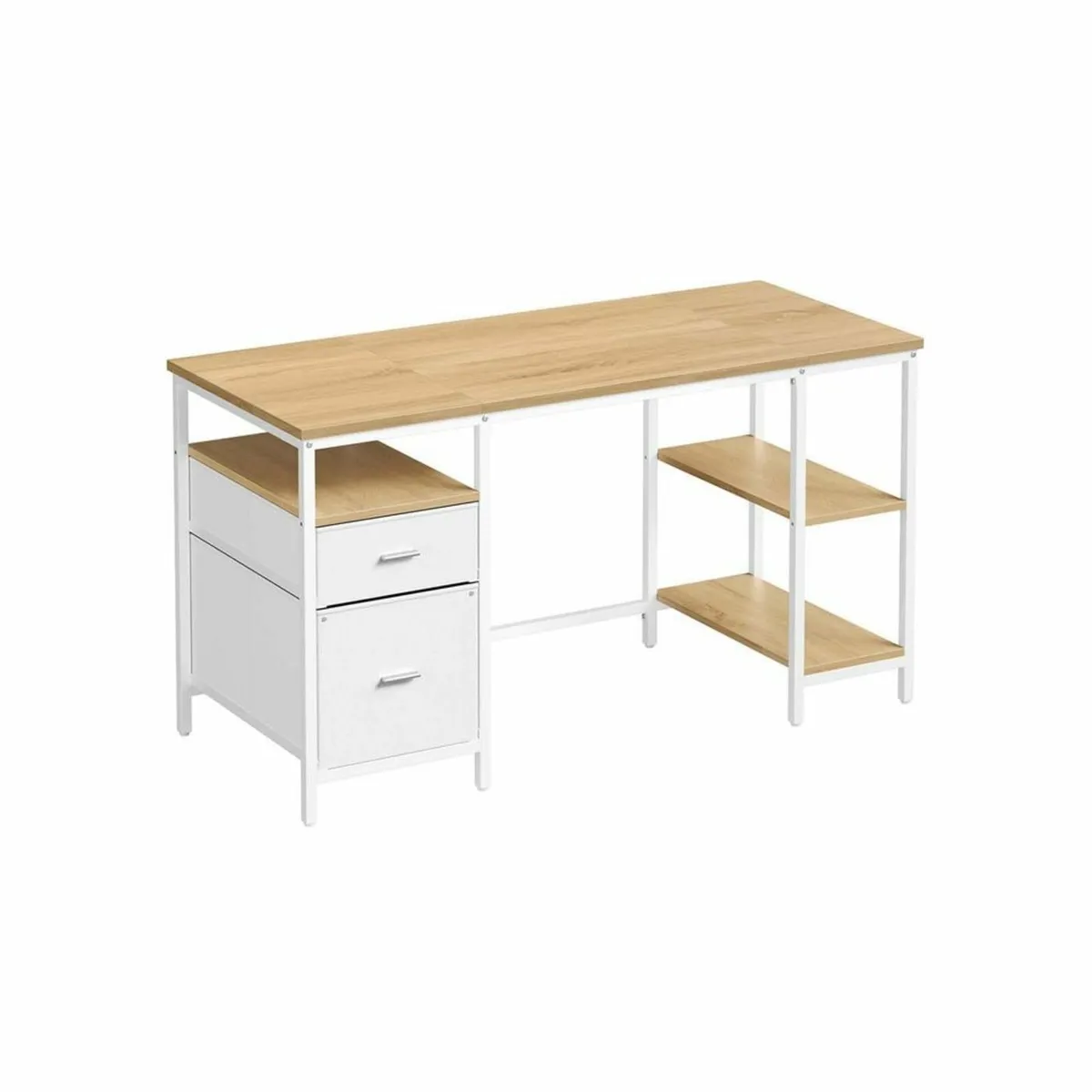 Modern Office Desk with Drawers & Shelves Rustic V - Image 1