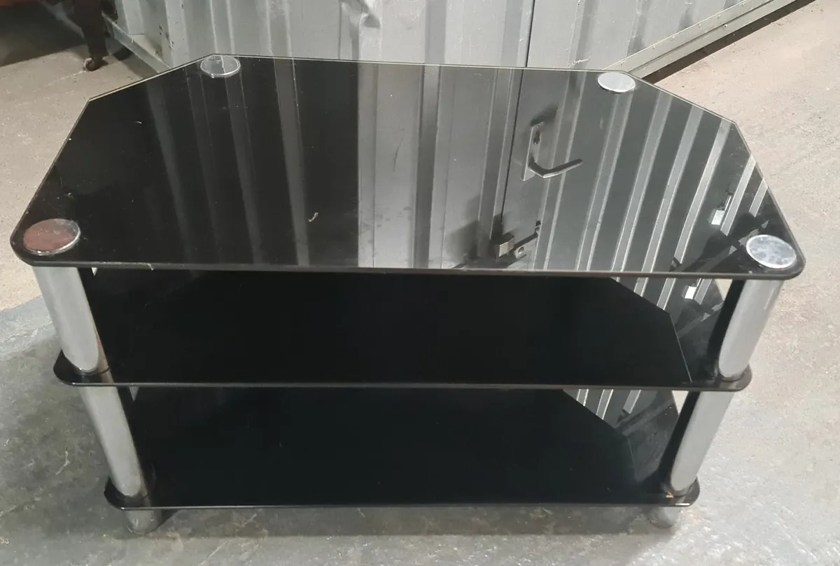 Black Glass TV / Media Stand – 3 Tiers Chrome Legs - Image 2