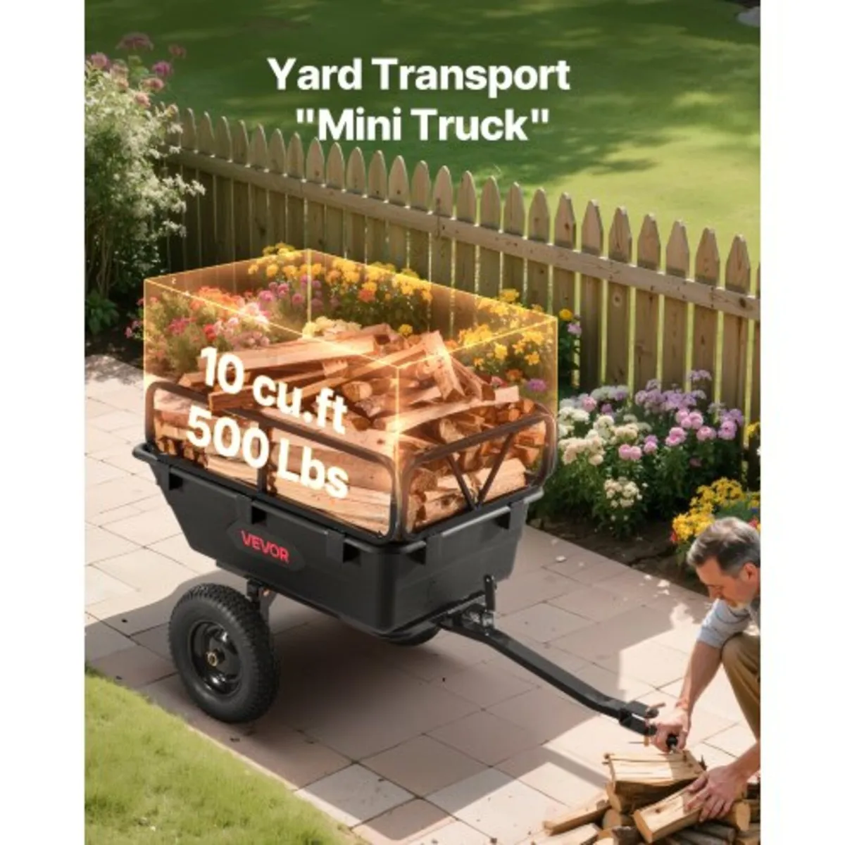 Dump Trailer 500 lbs 10 Cu. Ft Tow Behind Plastic - Image 3