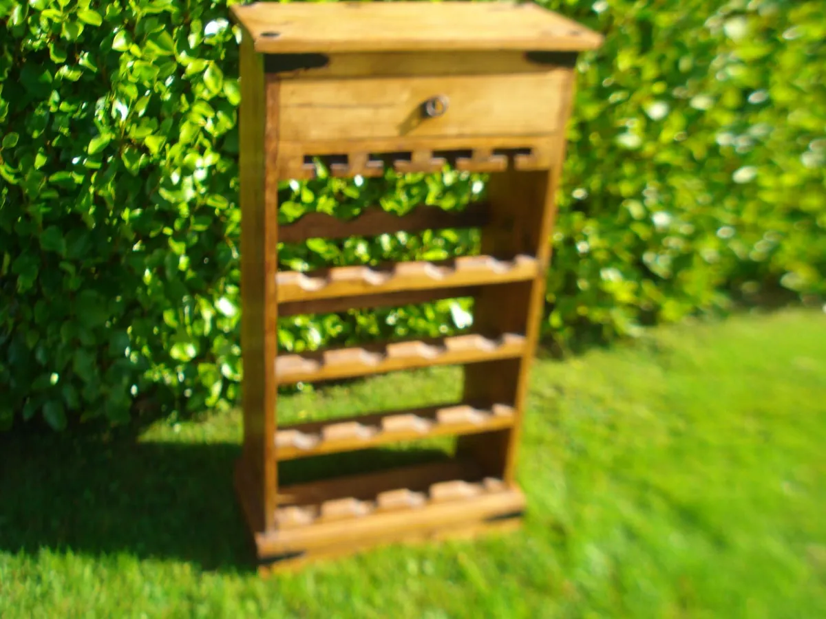 MEXICAN PINE  SMALL WINE BOTTLE/GLASS RACK. - Image 2