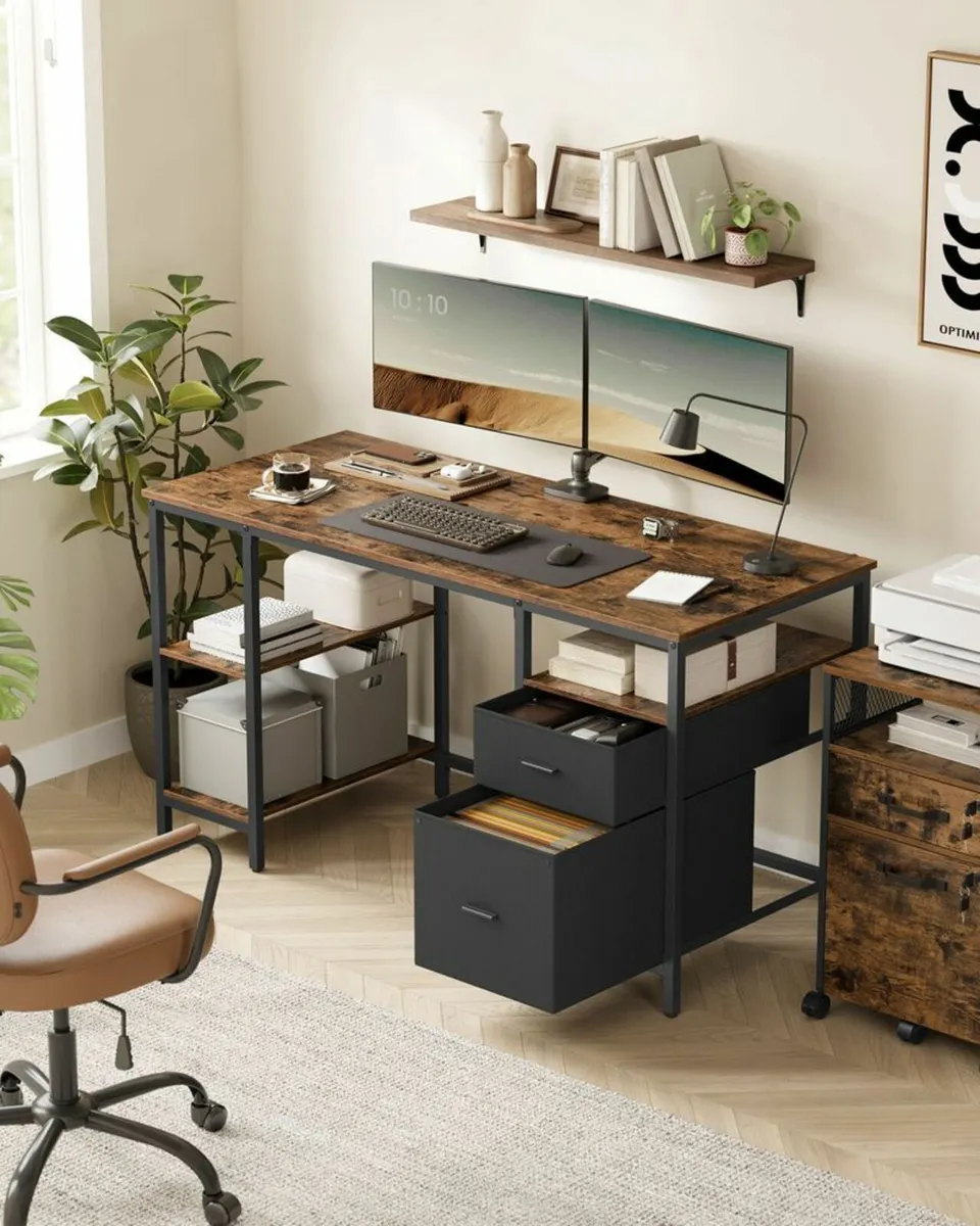Large Office Desk for Dual Monitors 140cm Desk wit - Image 2