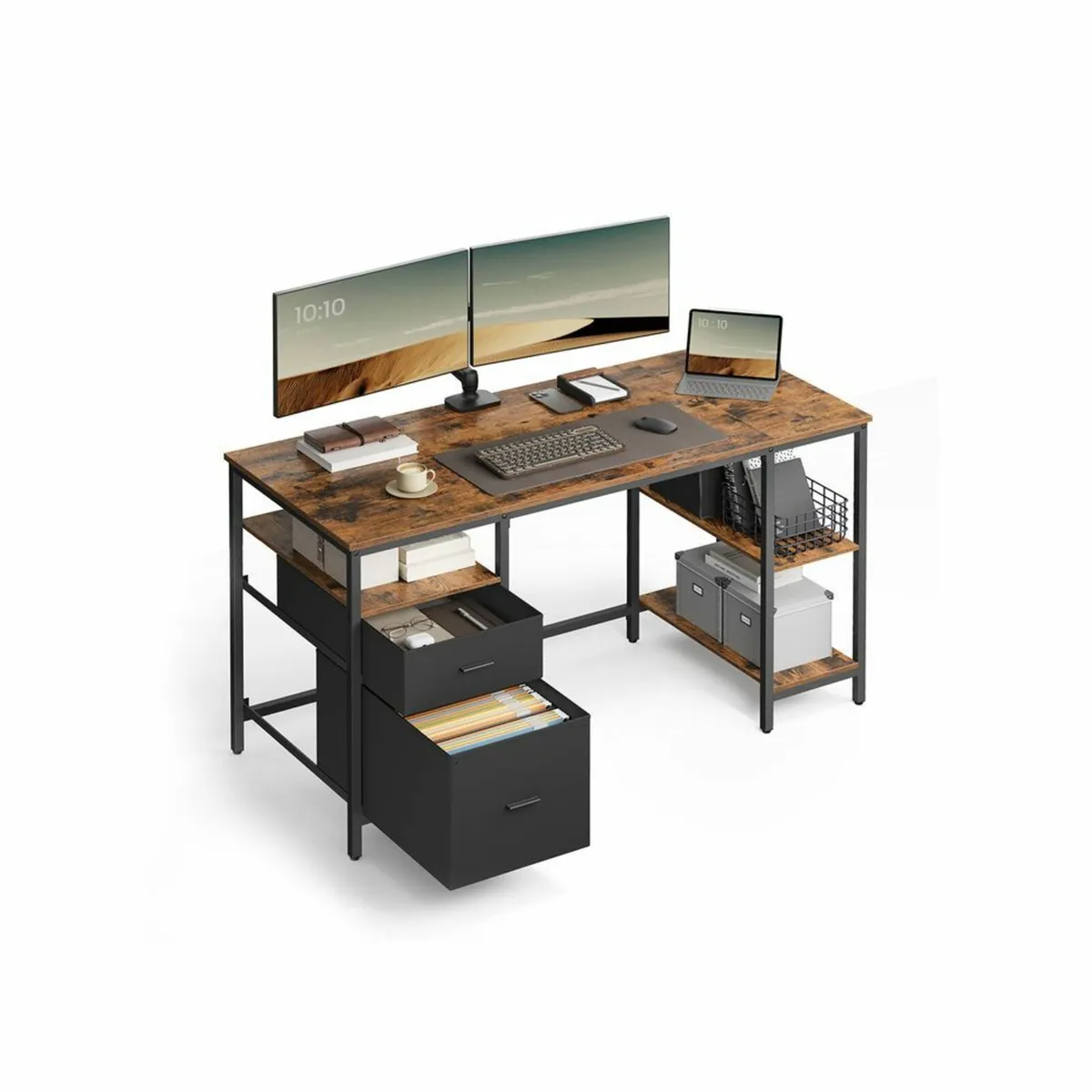 Large Office Desk for Dual Monitors 140cm Desk wit - Image 1