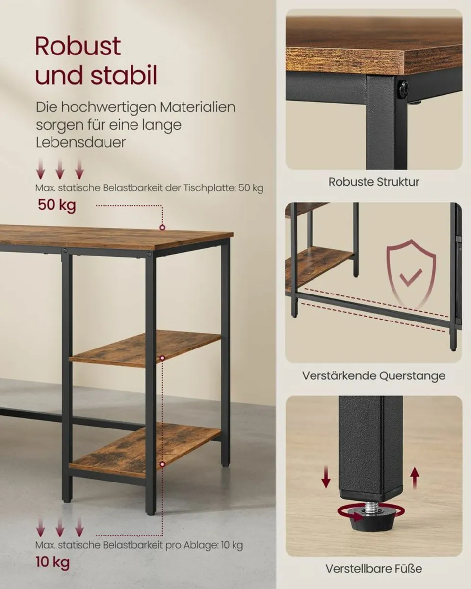 Large Office Desk for Dual Monitors 140cm Desk wit - Image 3