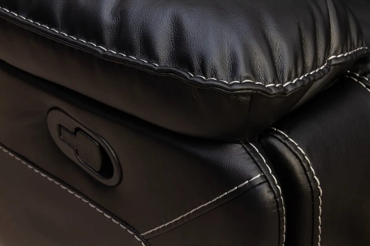 New Oxford Black Leather Corner Sofa Recliner - Image 2