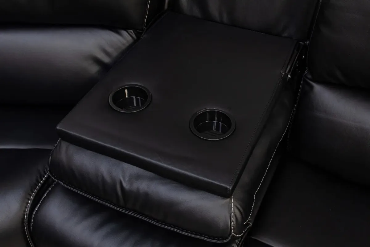 New Oxford Black Leather Corner Sofa Recliner - Image 3