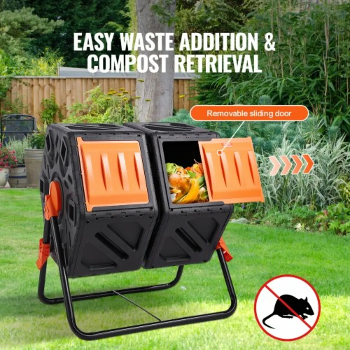 Compost Bin, 140.1L Dual Chamber Composting Tumble - Image 2