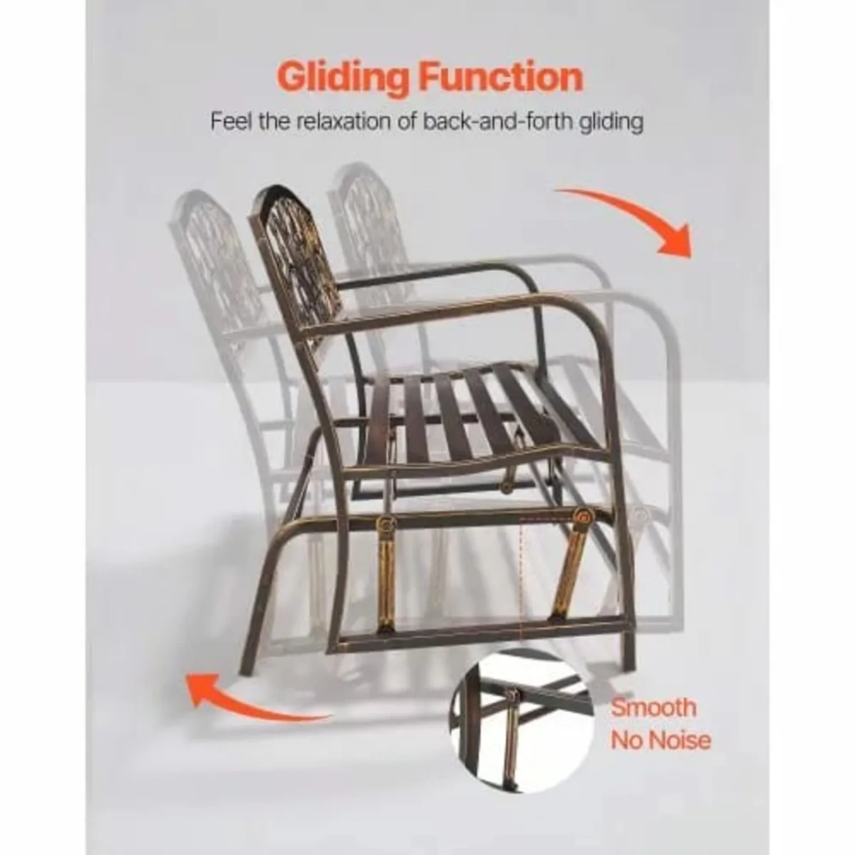 Bench Patio Bench Glider 127 cm Metal Frame Cast I - Image 2