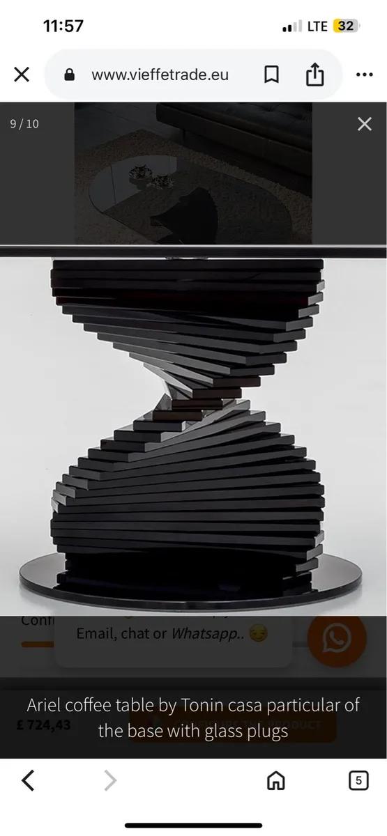 All Glass Designer Coffee Table with Spiral Base - Image 2