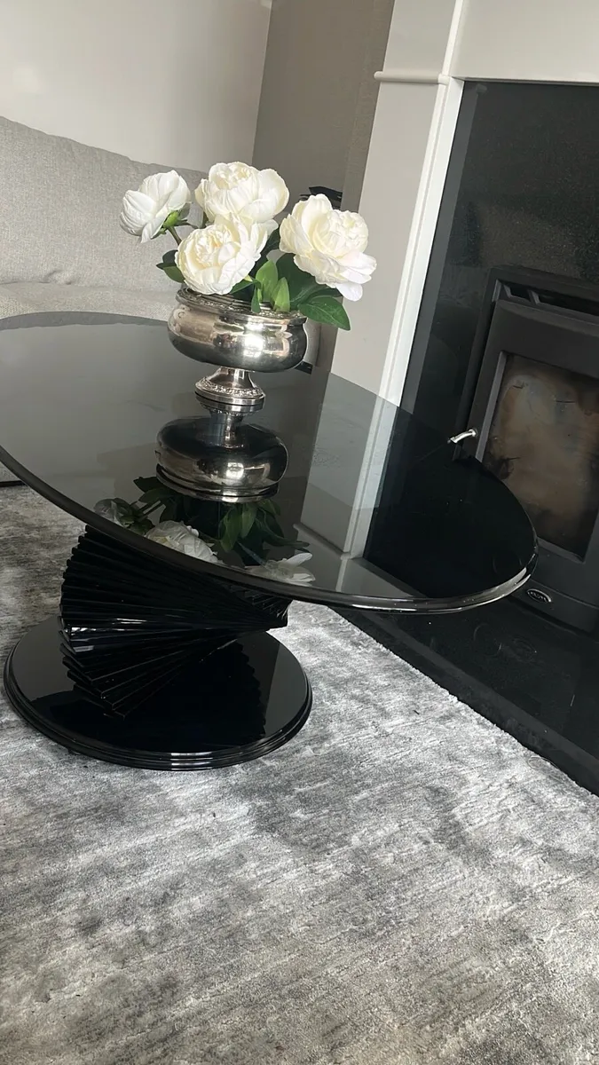 All Glass Designer Coffee Table with Spiral Base - Image 3
