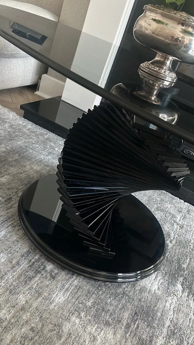 All Glass Designer Coffee Table with Spiral Base - Image 4