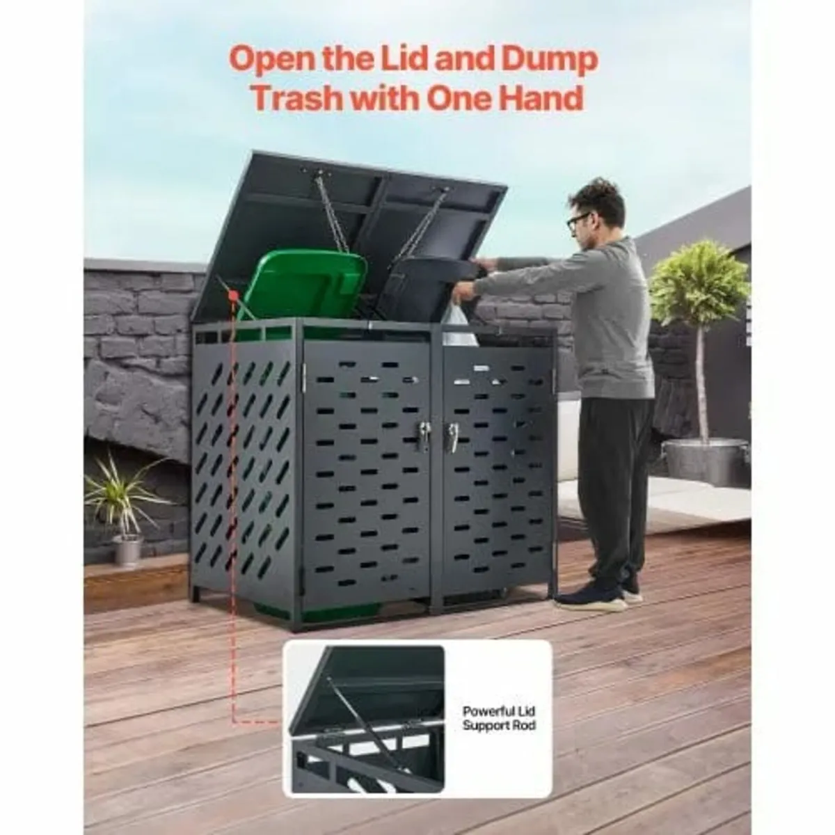 Trash Can Storage, 2 x 52.79 Gal Trash Bin Storage - Image 2