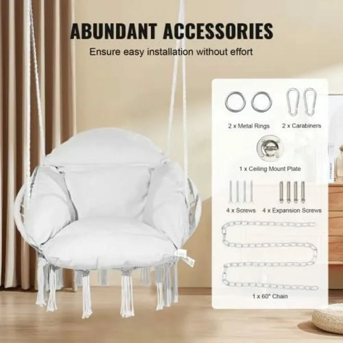 Hanging Hammock Swing Chair, Macramé Hanging Chair - Image 2