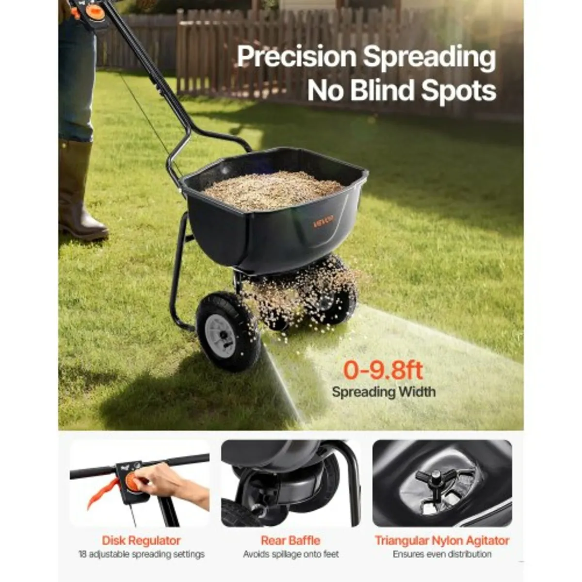 Broadcast Spreader, 60LBS Capacity, Walk-Behind Pu - Image 4