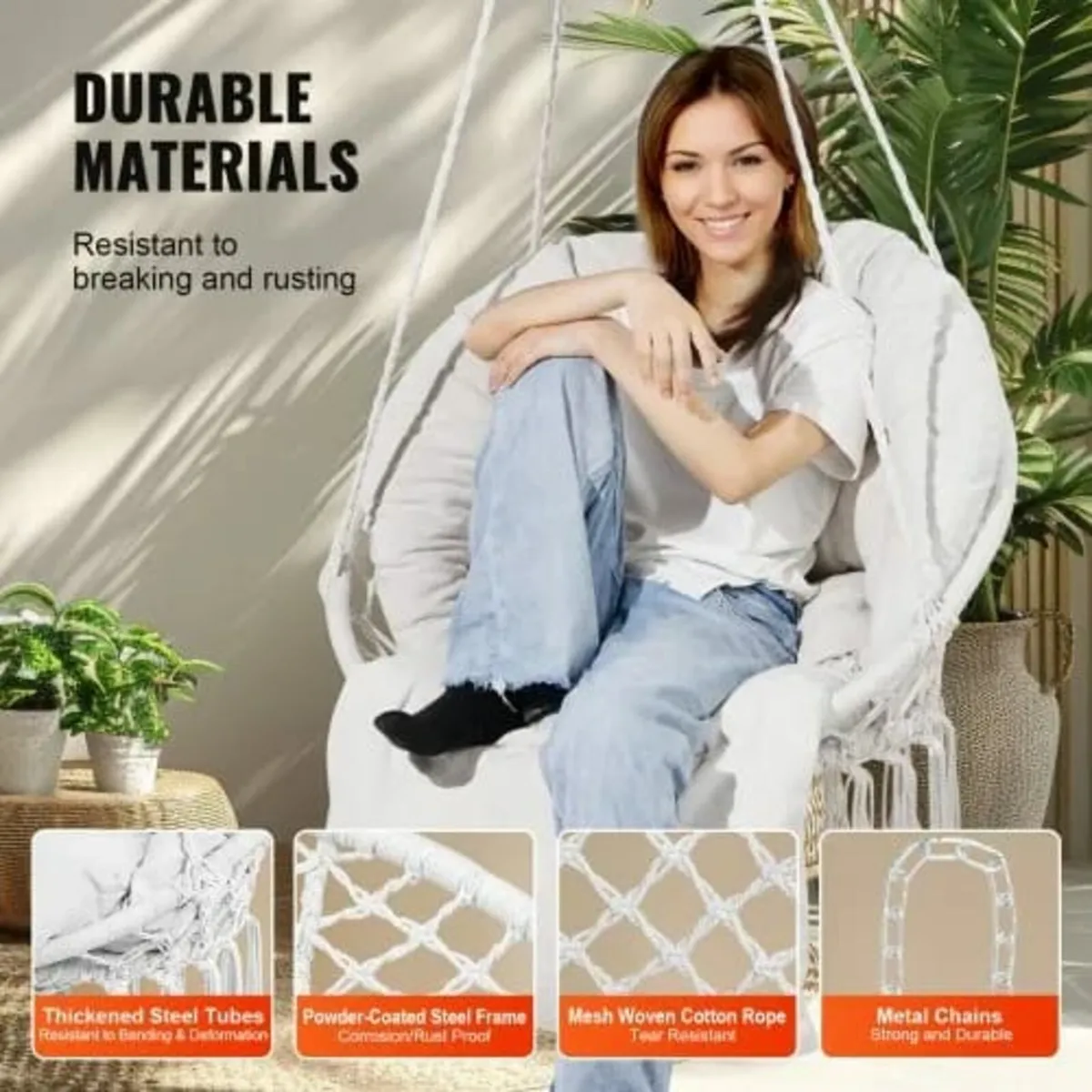 Hanging Hammock Swing Chair, 330 Lbs Capacity, Mac - Image 4