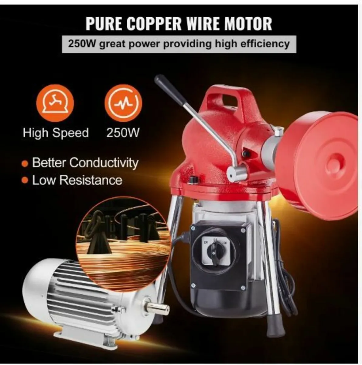 Drain Cleaner Machine 66FT x 5/8 Inch, 250W - Image 4