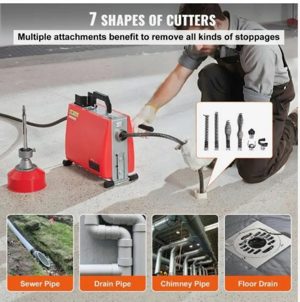 Drain Cleaner Machine 20m x 16mm 250W - Image 2