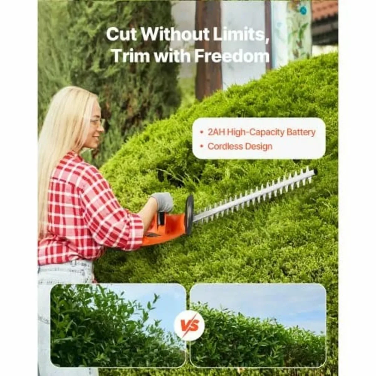 Electric Hedge Trimmer, 1200 RPM, Cordless Hedge T - Image 3