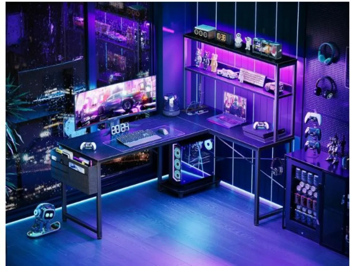 Gaming Table L Shape with LED & Sockets - Image 4