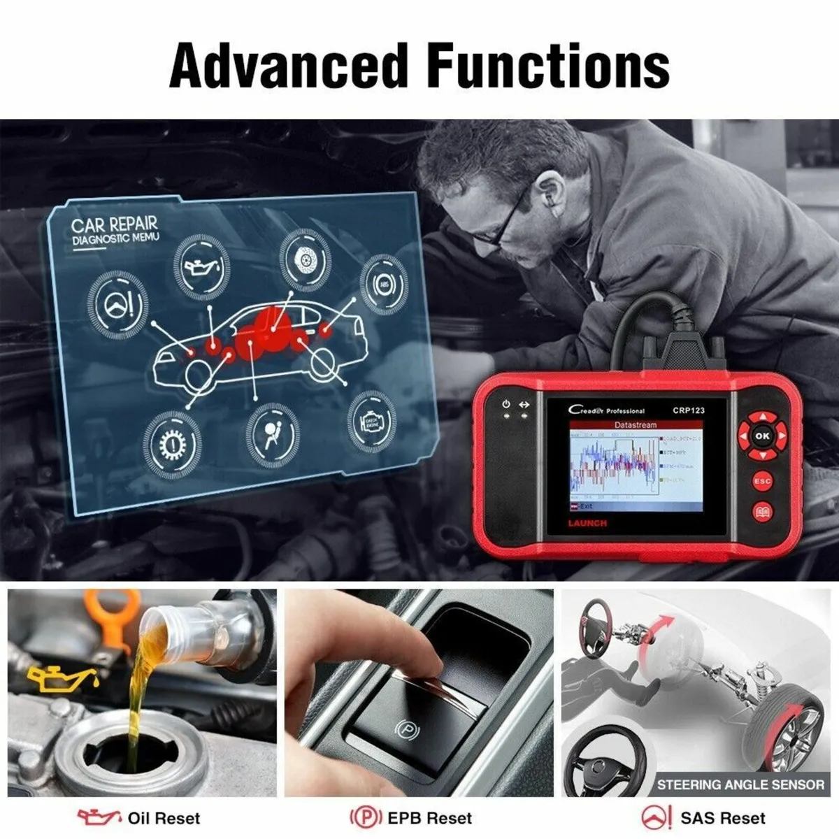 LAUNCH CRP123 Scan Tool ABS SRS Engine OBD2 Code - Image 1