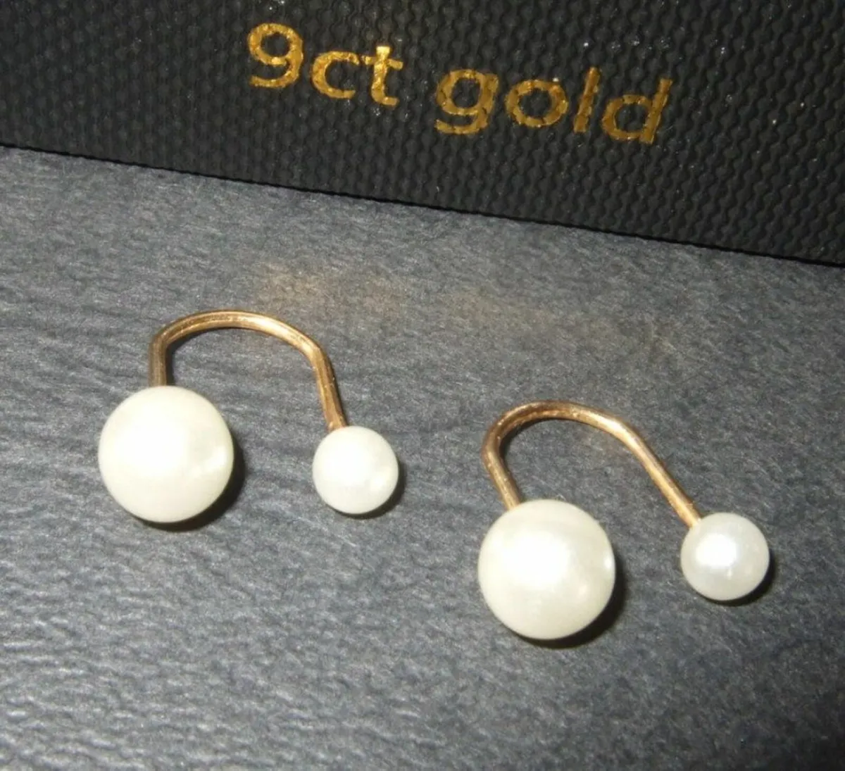 Unusual Vintage Gold & Pearl Earrings - Image 1