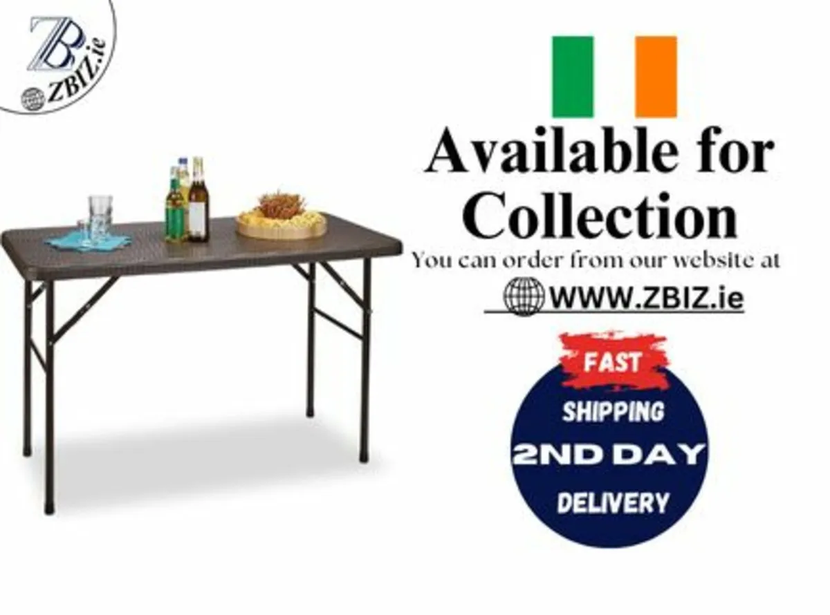 Rattan Look Weatherproof Folding Garden Table - Image 1