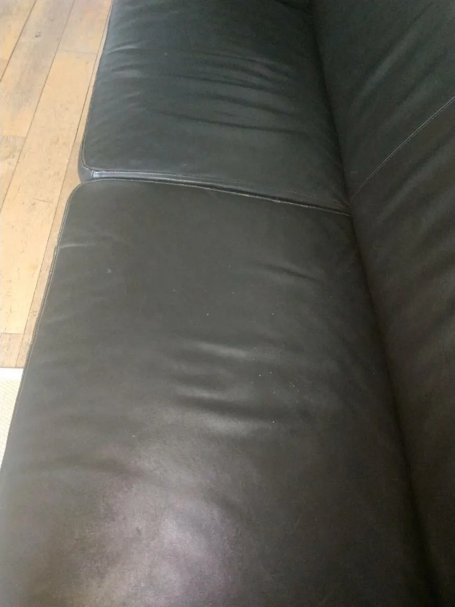 Sofa/dar brown leather 195x85cm - Image 2