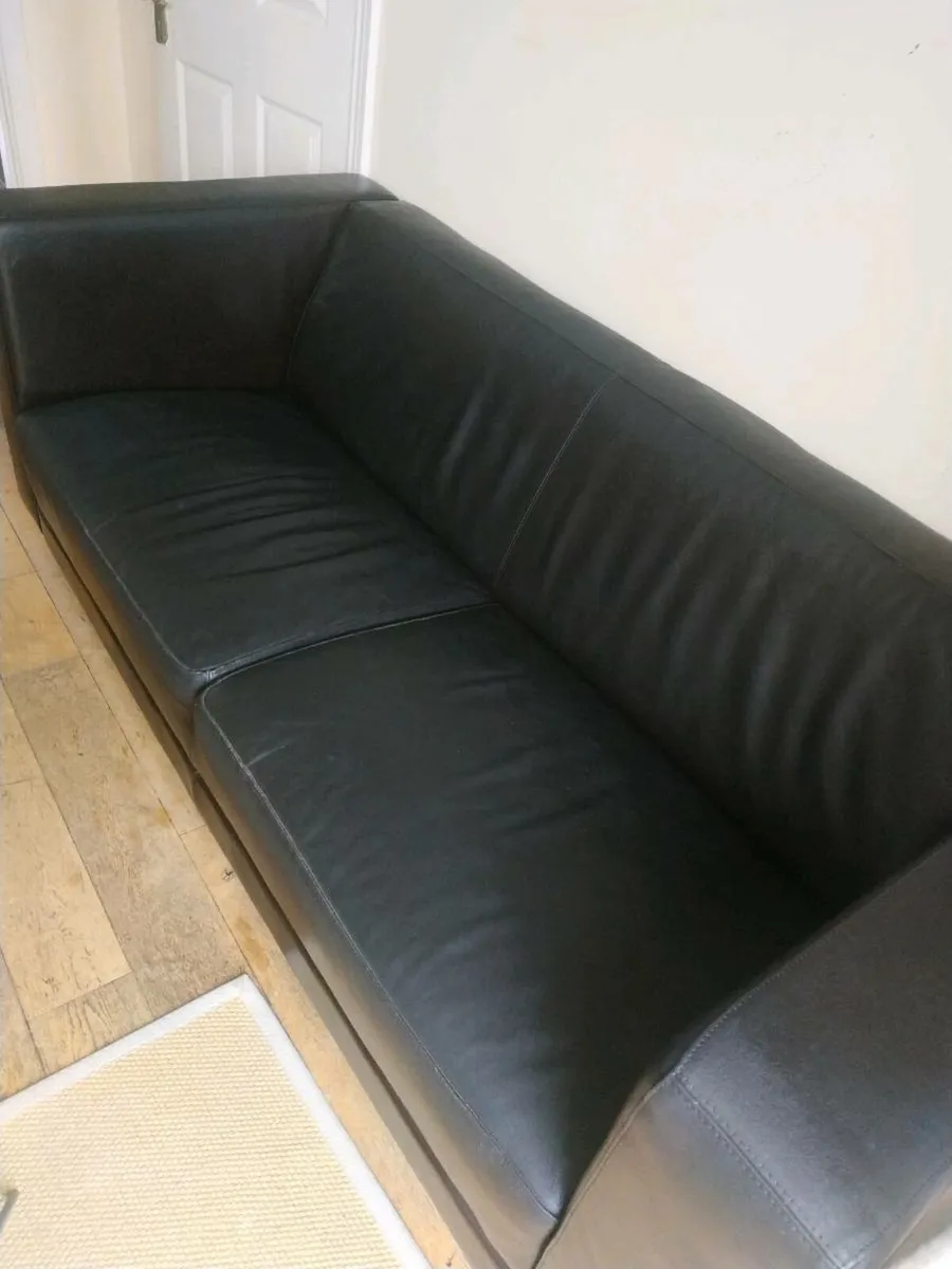 Sofa/dar brown leather 195x85cm - Image 3