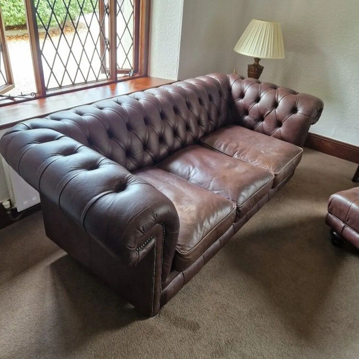 Two Chesterfield Paxton sofa's with matching footstool. - Image 3