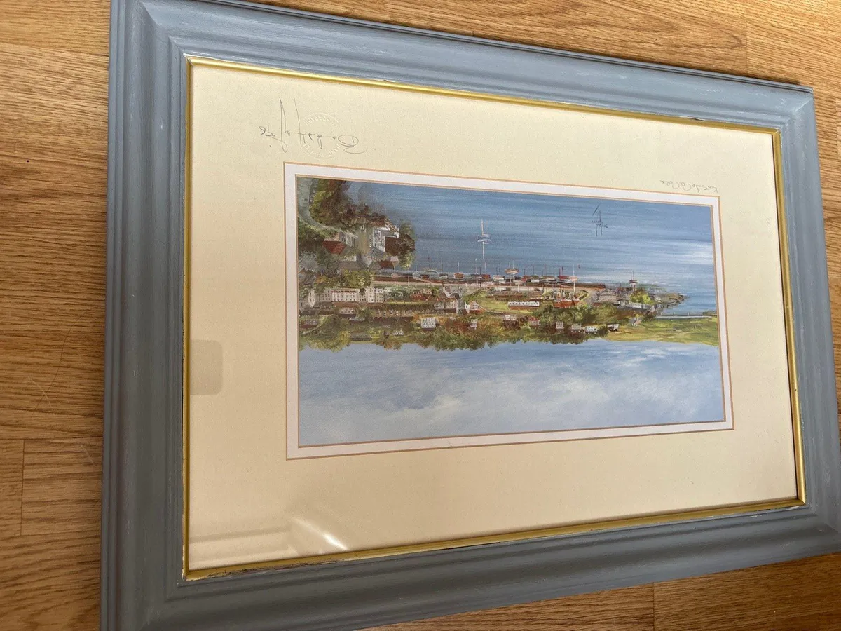 Framed hand printed painting of Kinsale - Image 1