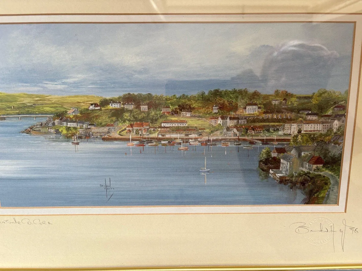 Framed hand printed painting of Kinsale - Image 2