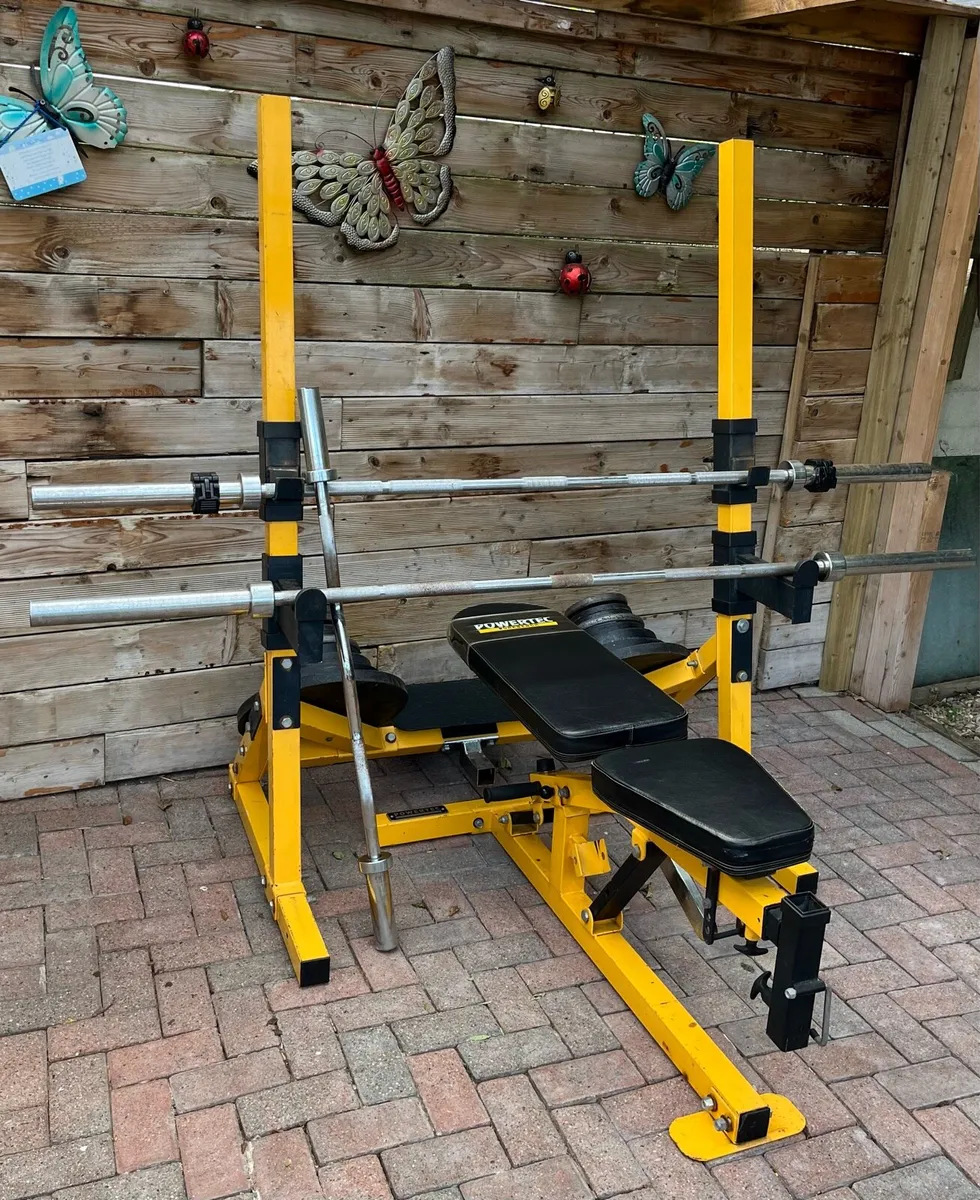 Powertec bench / rack / 130kg / barbells / Olympic - Image 1