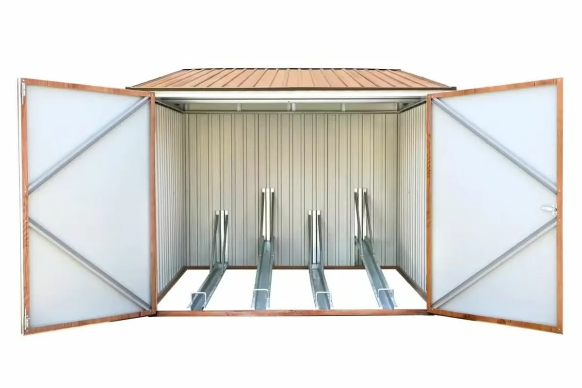 6x6 Steel Grey Bicycle Stores with Ramps. - Image 1