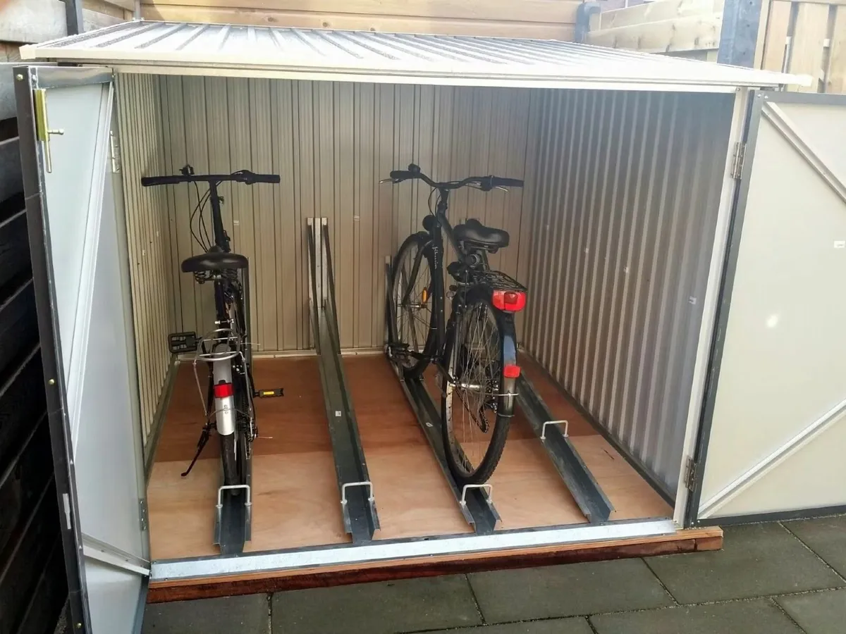 6x6 Steel Grey Bicycle Stores with Ramps. - Image 1